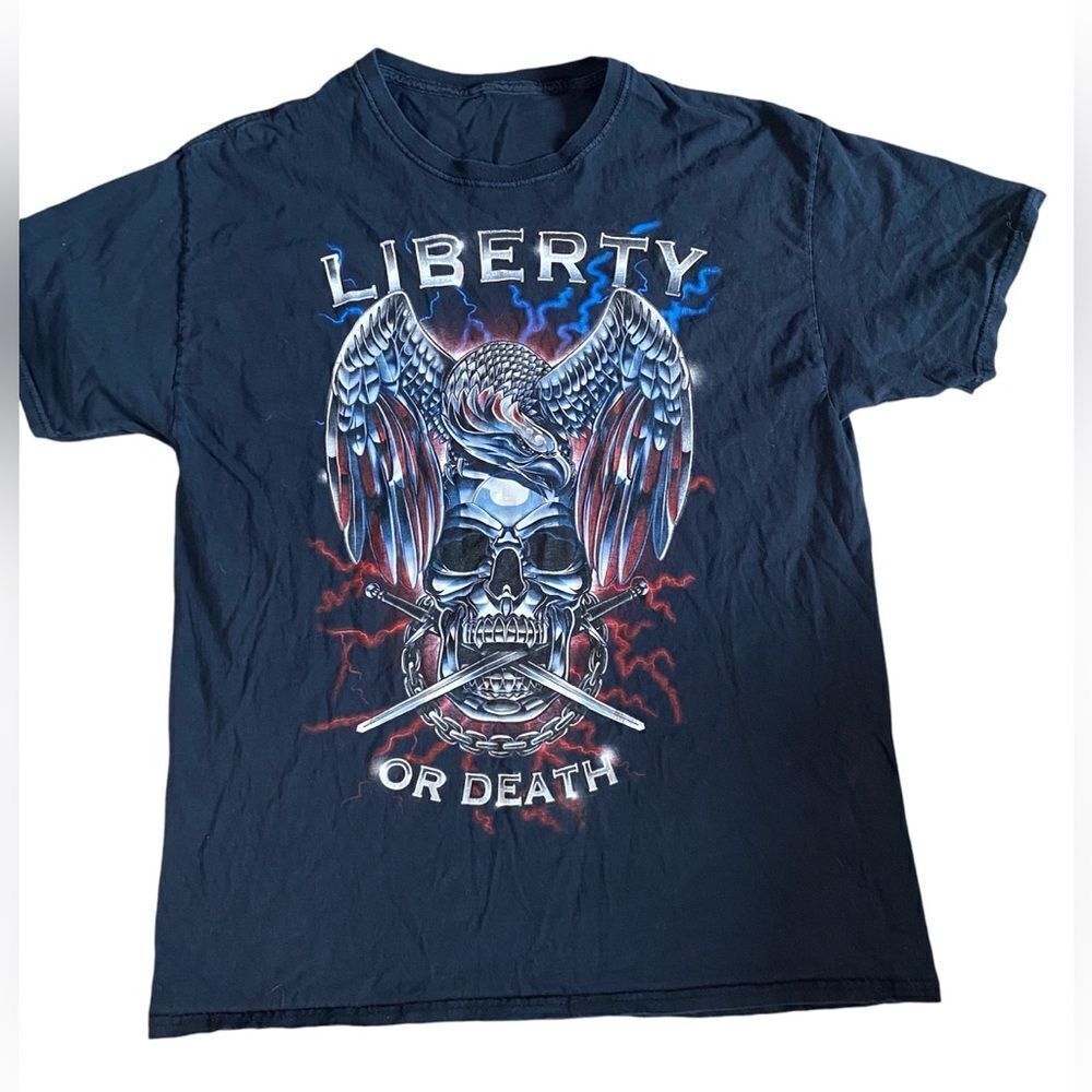 Liberty or Death America Skeleton Skull Tshirt